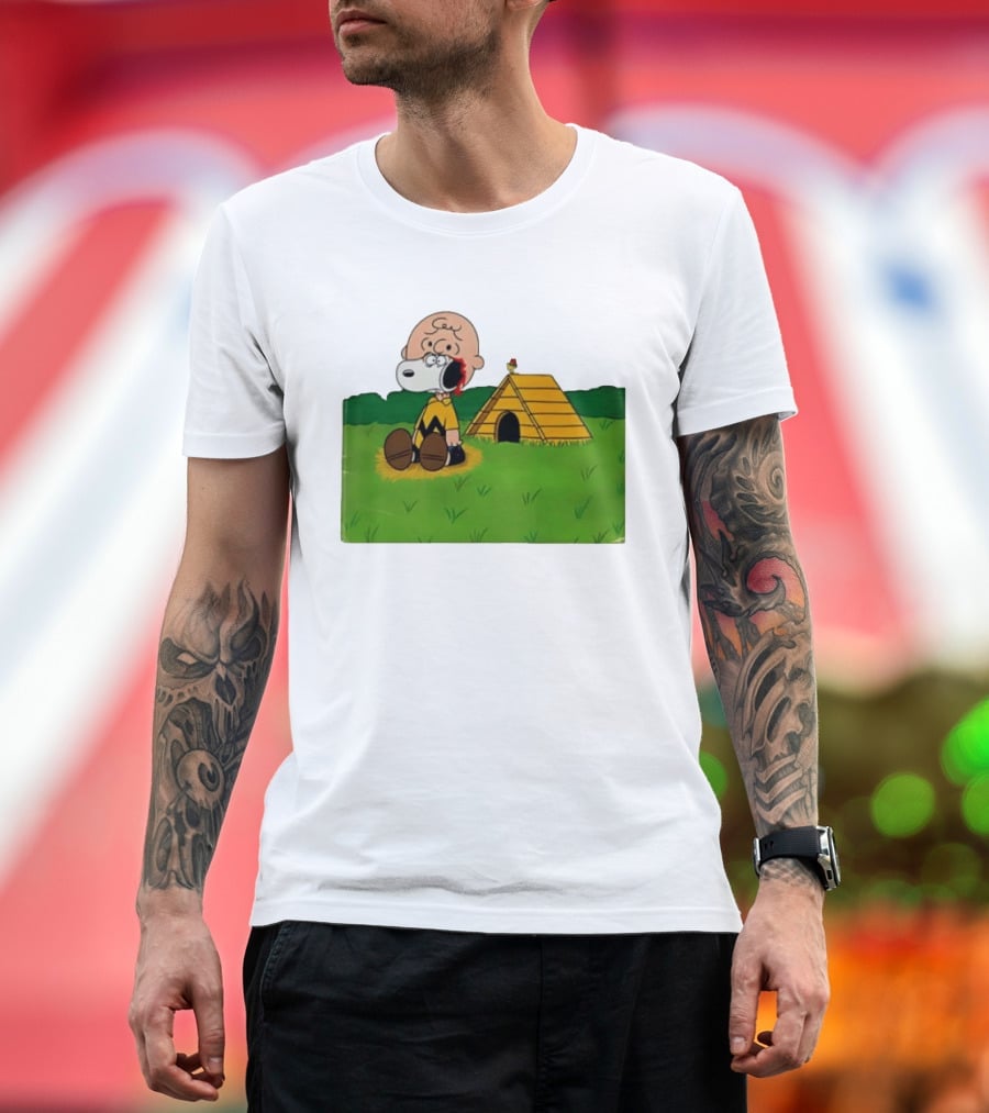 Snoopy Charlie Brown Midsommar Crossover Scene With Doghouse And Woodstock T-Shirt