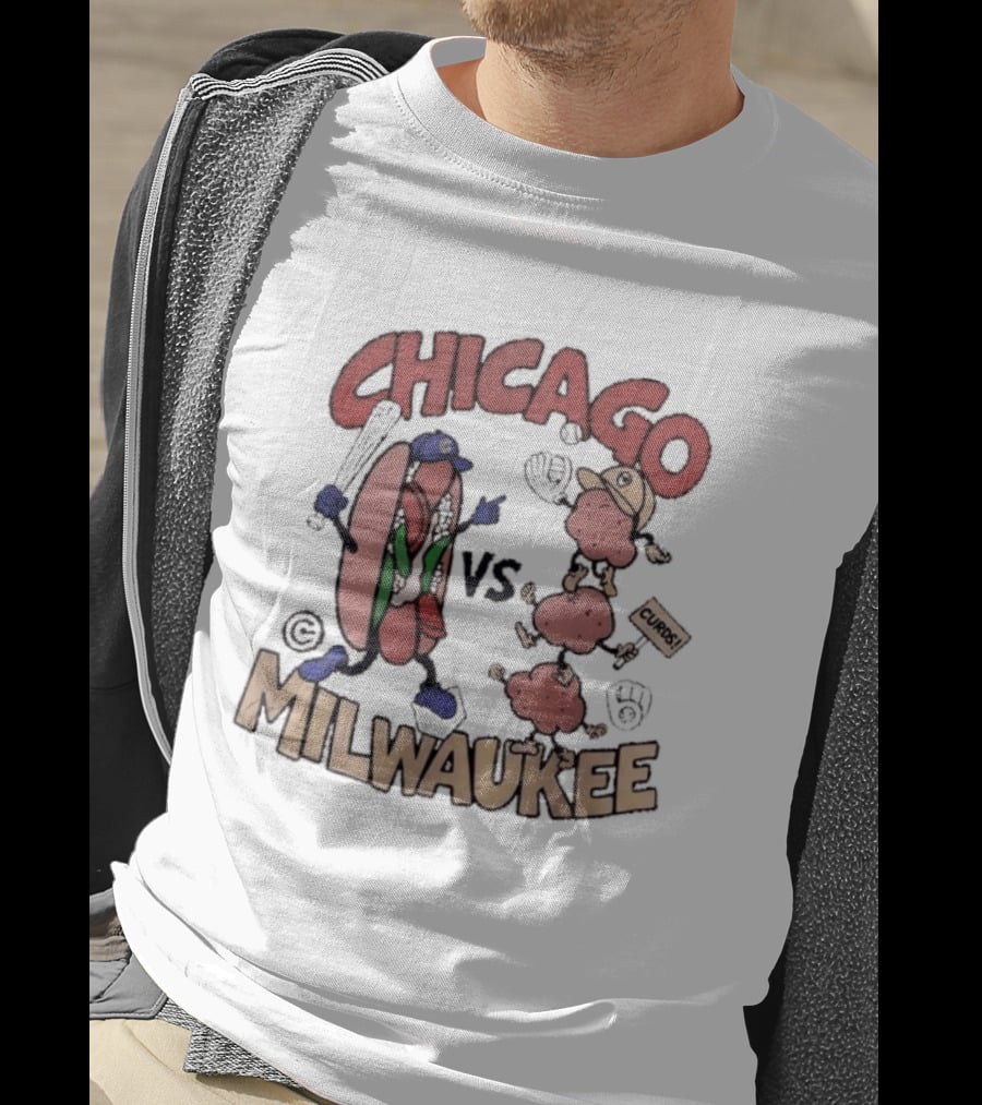 Chicago Cubs Vs Milwaukee Brewers Hot Dog Cheese Curds Baseball Battle T-Shirt