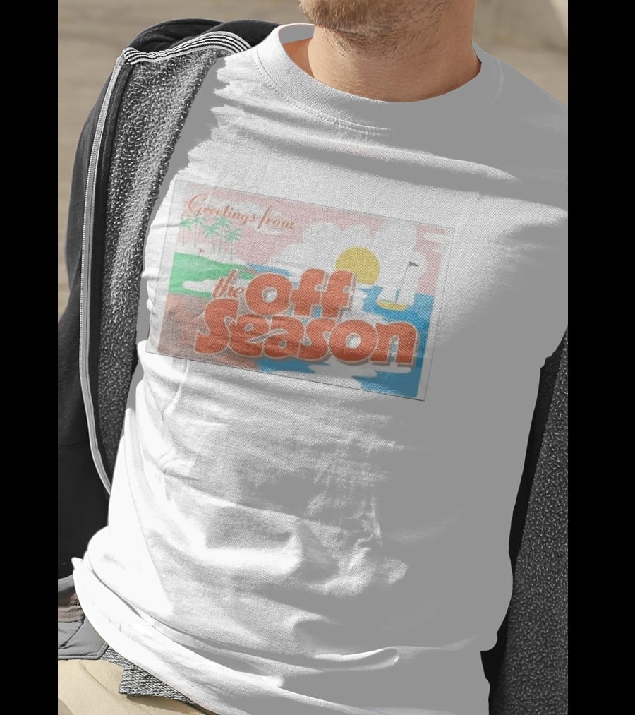 Greetings From The Off Season Beach Sunset Golf Scene T-Shirt