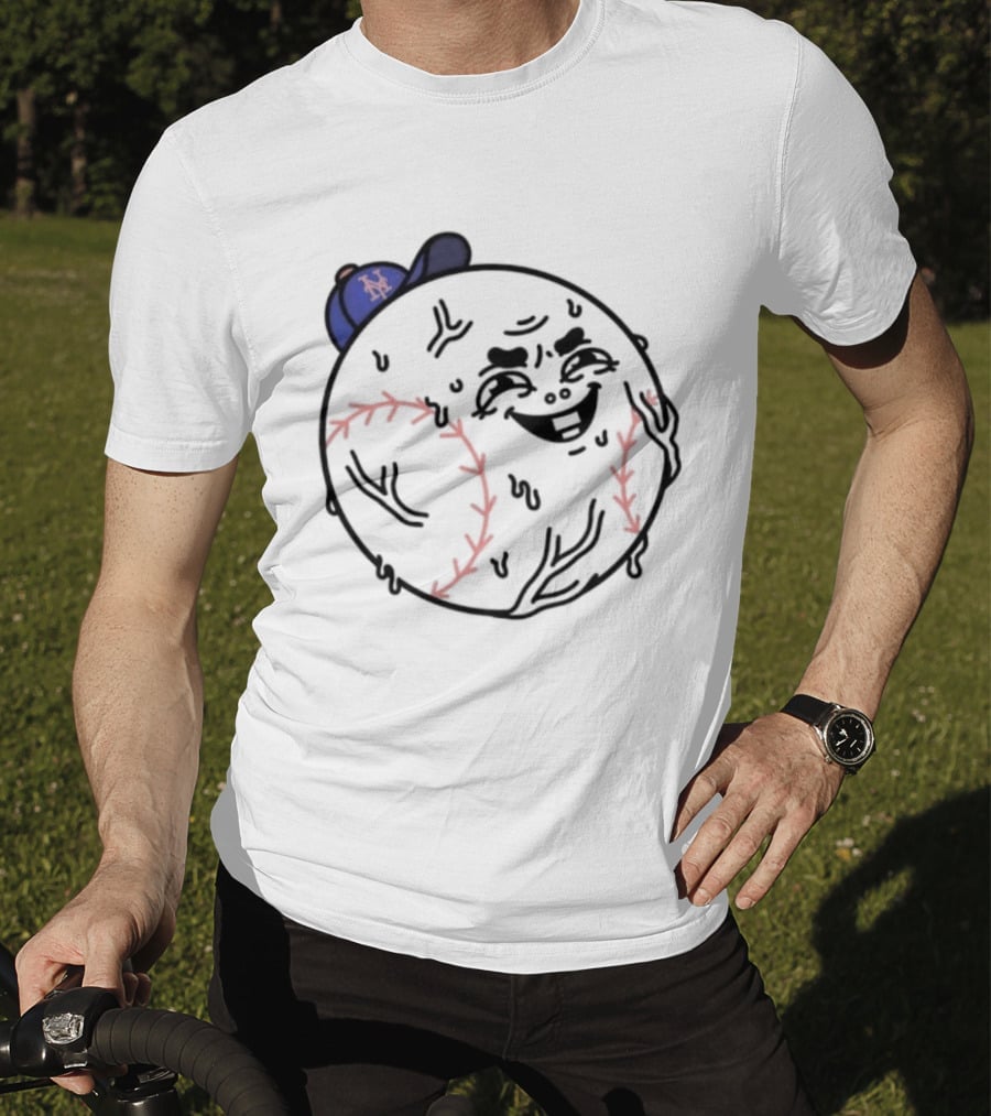 Mr Met New York Mets Baseball Sweat Drip Face MLB T-Shirt