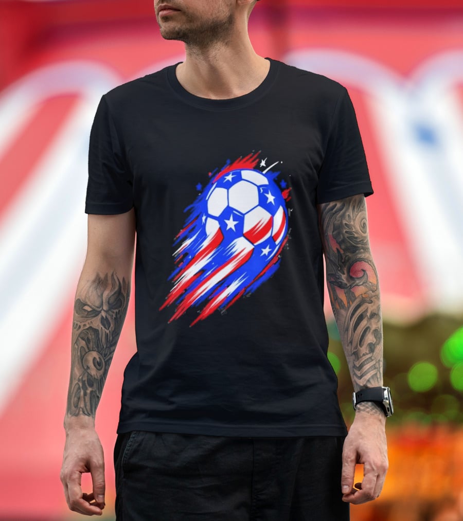 USA Cup 2026 Soccer Ball Stars And Stripes Brush Stroke T-Shirt