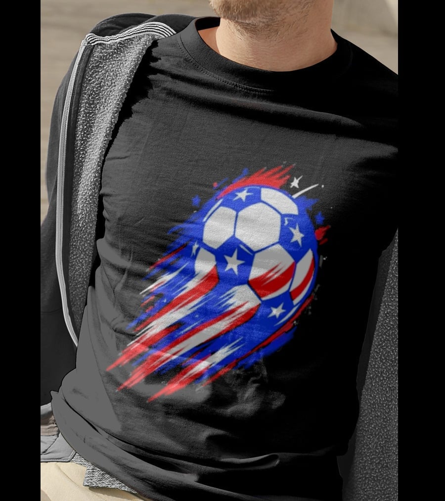 USA Cup 2026 Soccer Ball Stars And Stripes Brush Stroke T-Shirt