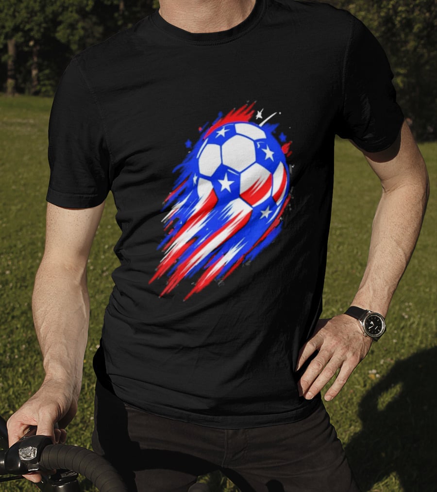 USA Cup 2026 Soccer Ball Stars And Stripes Brush Stroke T-Shirt