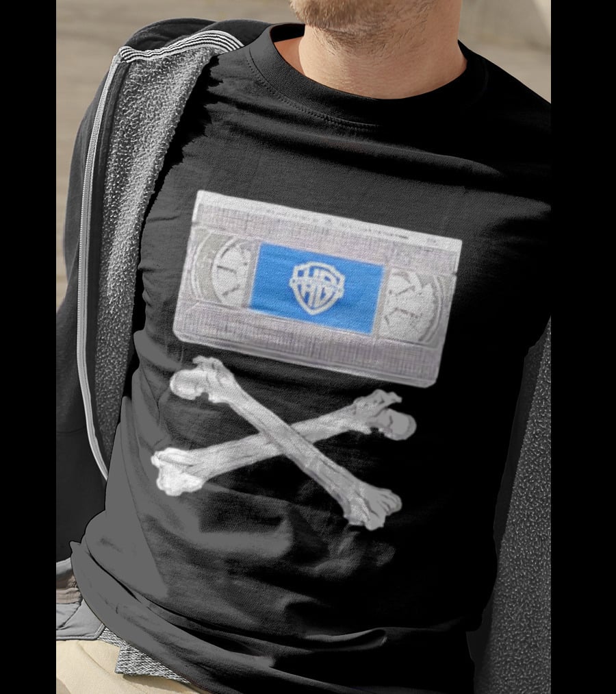 Warner Brothers VHS Tape Crossbones Skull T-Shirt