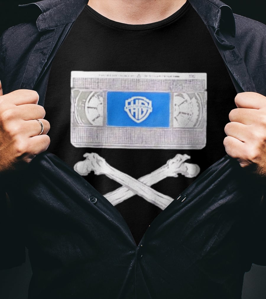 Warner Brothers VHS Tape Crossbones Skull T-Shirt