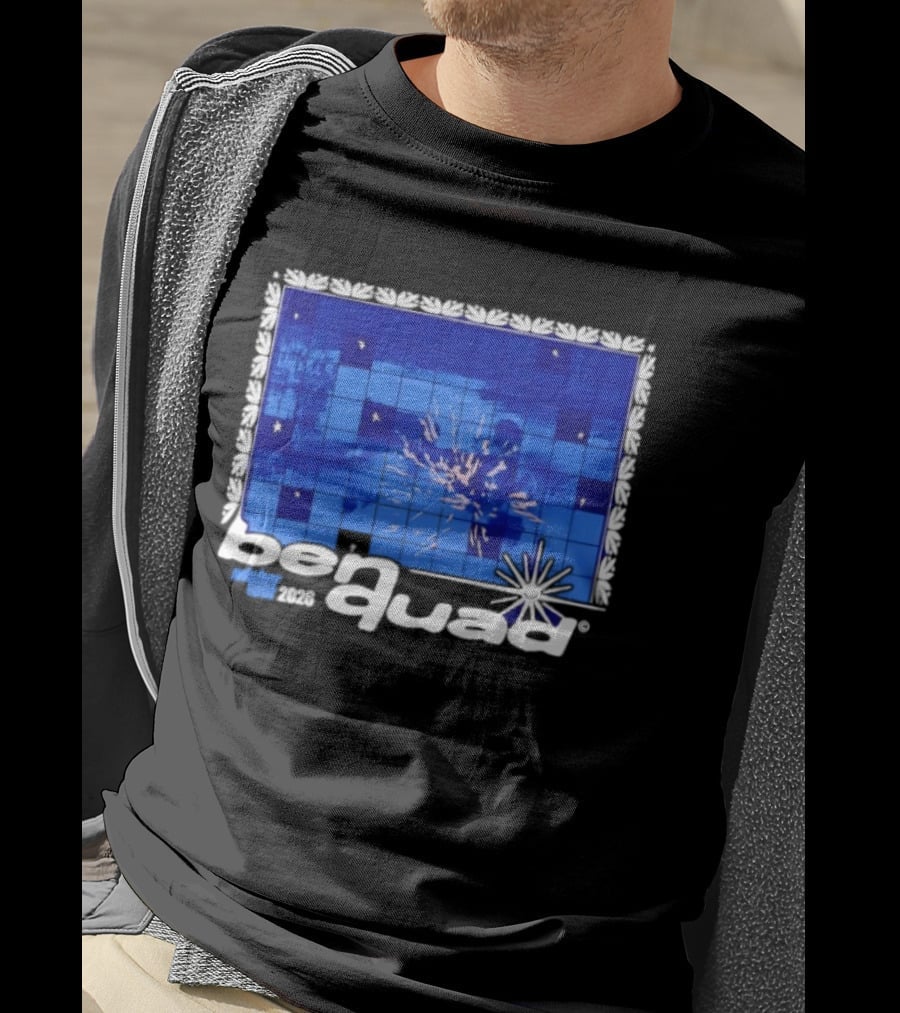 Ben Quad Wisher Tour 2026 Blue Tile Star Pattern Explosion T-Shirt