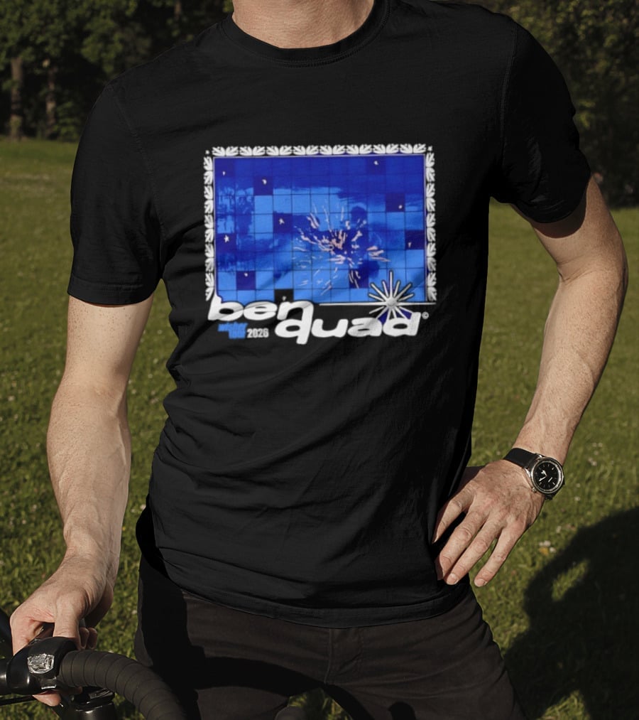 Ben Quad Wisher Tour 2026 Blue Tile Star Pattern Explosion T-Shirt