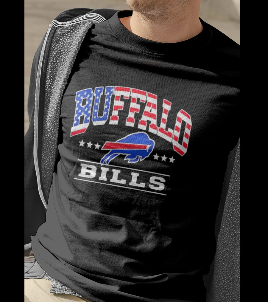 Buffalo Bills Stars And Stripes USA Flag Football Team T-Shirt