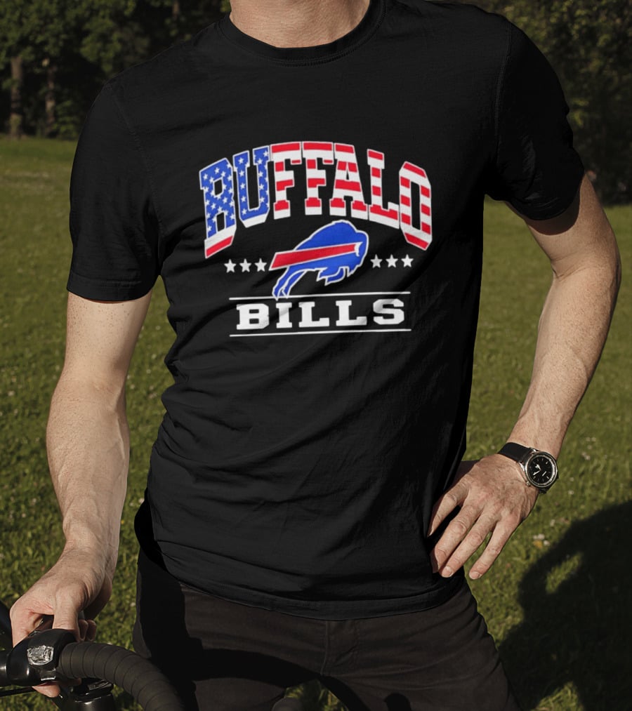 Buffalo Bills Stars And Stripes USA Flag Football Team T-Shirt