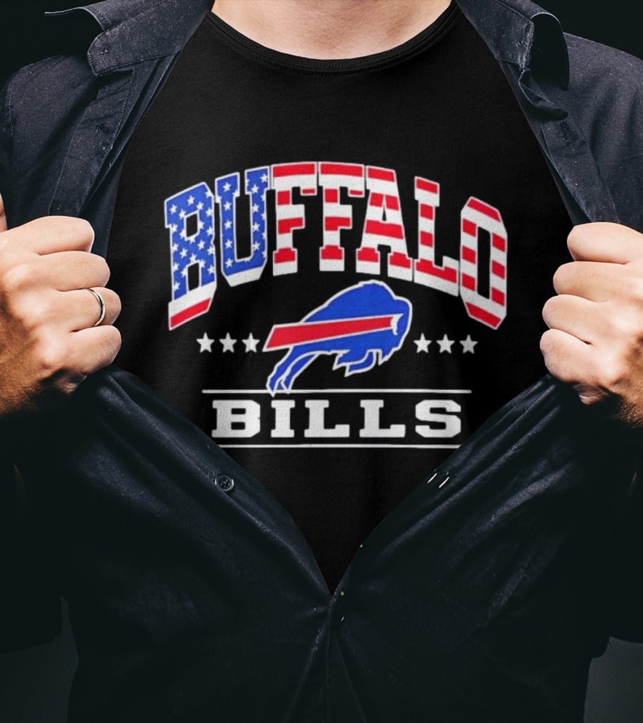 Buffalo Bills Stars And Stripes USA Flag Football Team T-Shirt