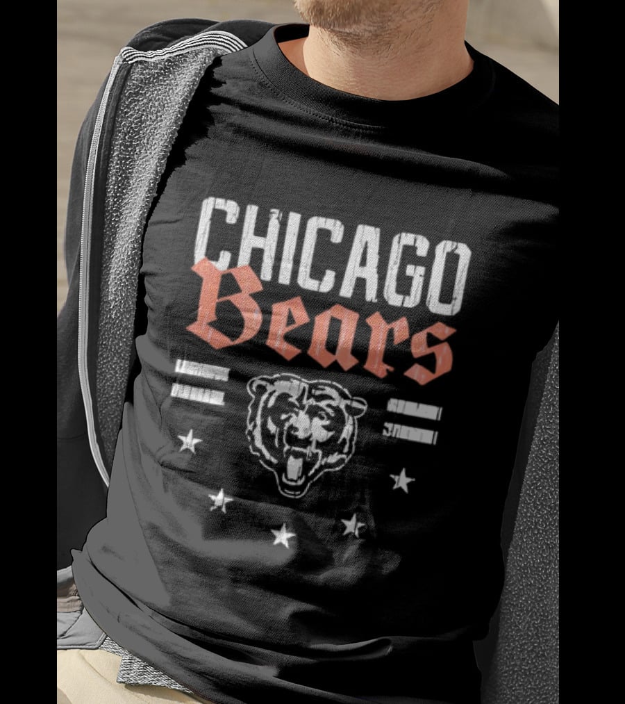 Chicago Bears Patriotic Americana Stars Bear Head T-Shirt