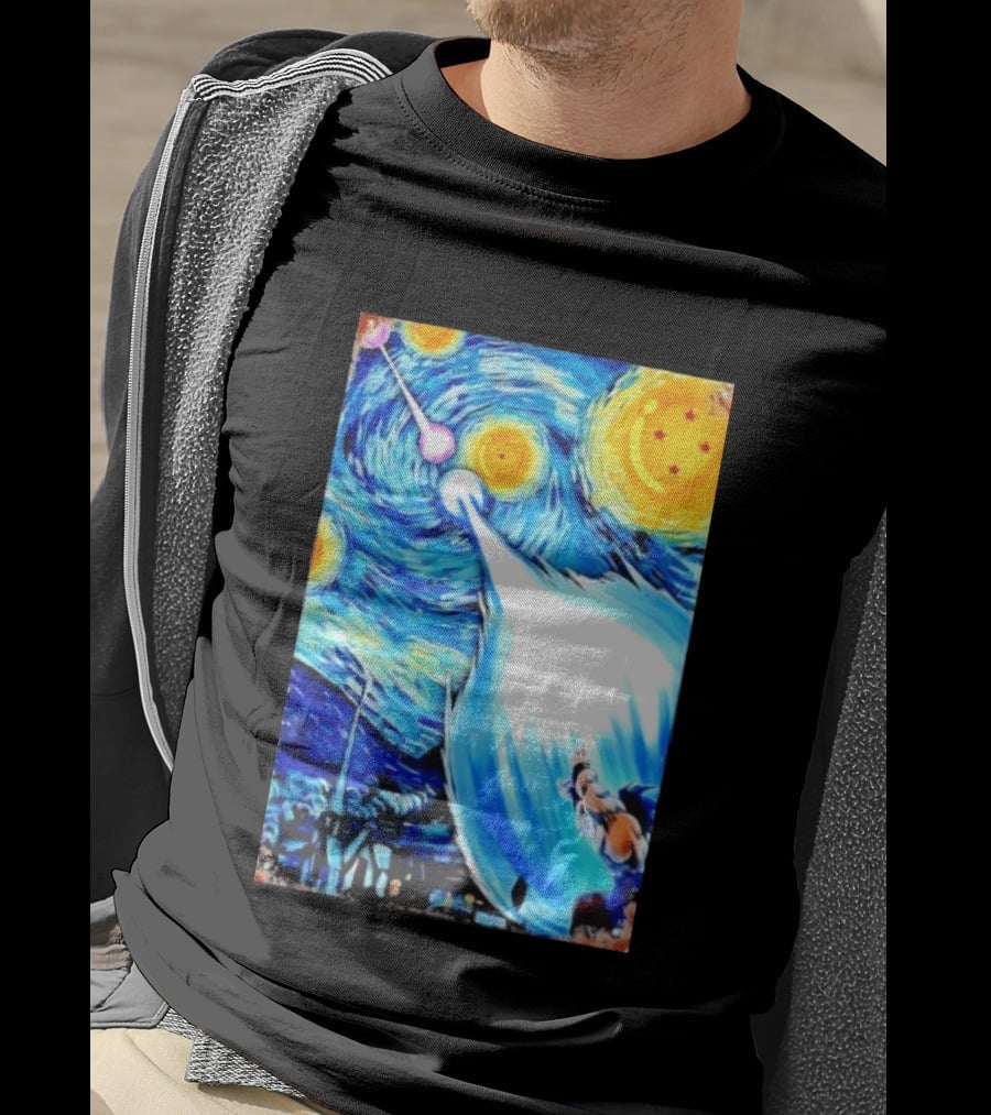 Goku Dragon Ball Z Kamehameha Wave Van Gogh Starry Night Fusion T-Shirt