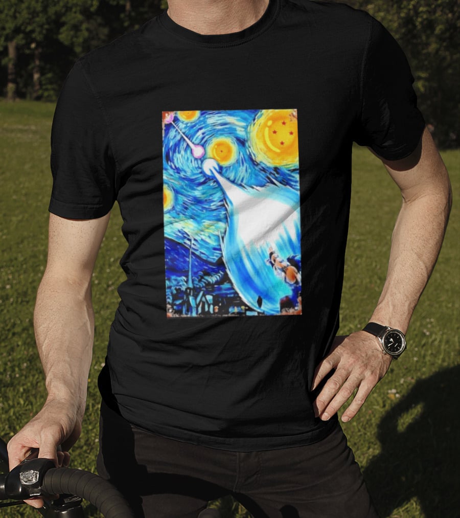 Goku Dragon Ball Z Kamehameha Wave Van Gogh Starry Night Fusion T-Shirt