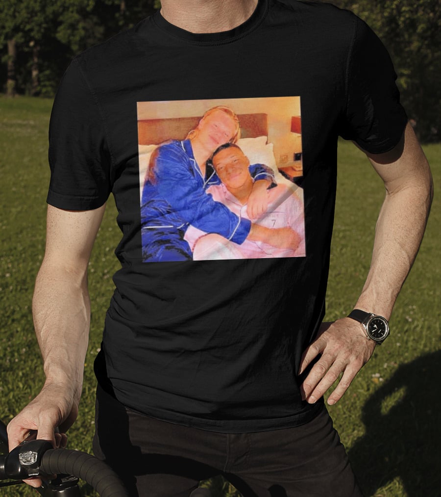Kylian Mbappé Erling Haaland Pajama Party Soccer Stars Relaxing Together T-Shirt