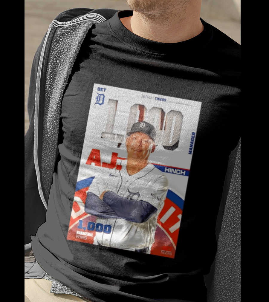 DET Detroit Tigers A.J. Hinch 1000 Managerial Wins T-Shirt