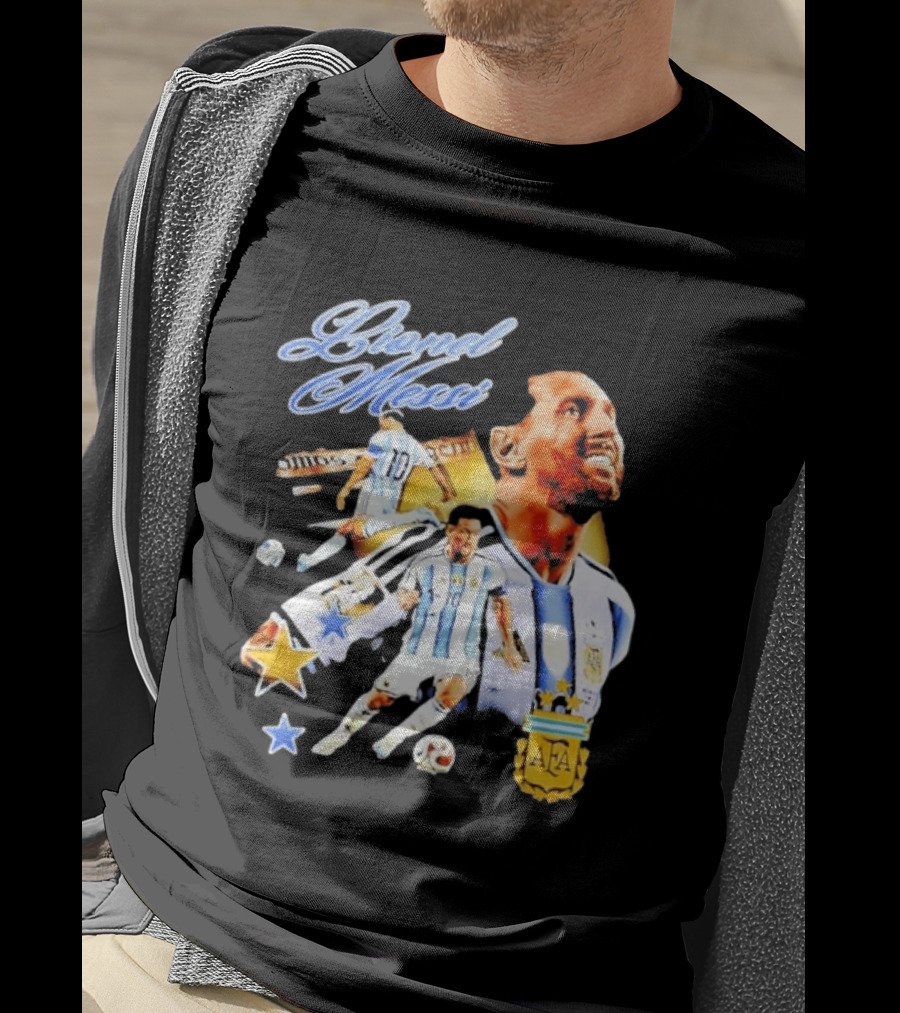 Lionel Messi Argentina National Football Team AFA Striker Soccer Star Blue White Kit T-Shirt