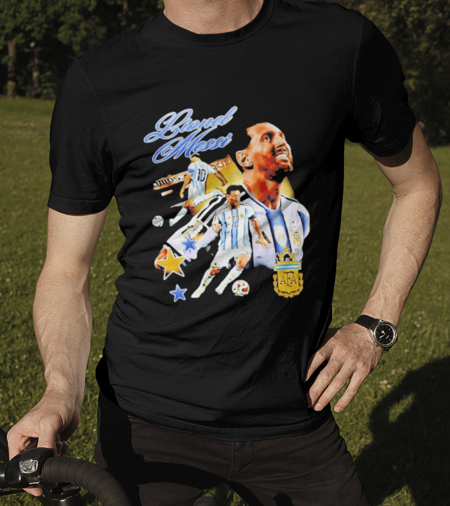 Lionel Messi Argentina National Football Team AFA Striker Soccer Star Blue White Kit T-Shirt
