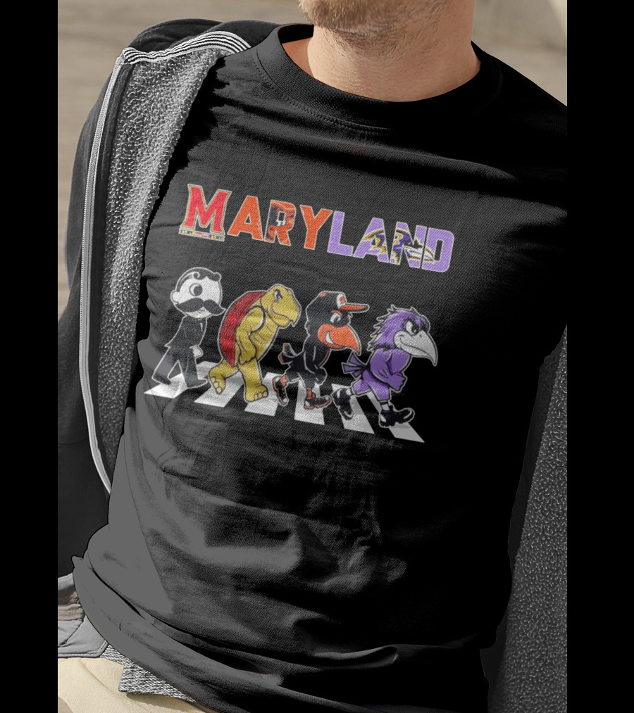 Abbey Road Natty Boh Testudo Oriole Raven Crossing Maryland Ravens Orioles T-Shirt
