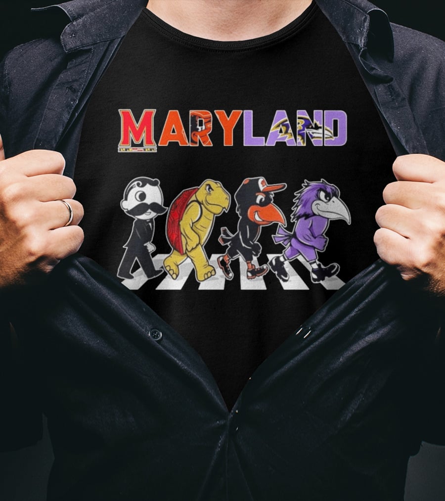 Abbey Road Natty Boh Testudo Oriole Raven Crossing Maryland Ravens Orioles T-Shirt