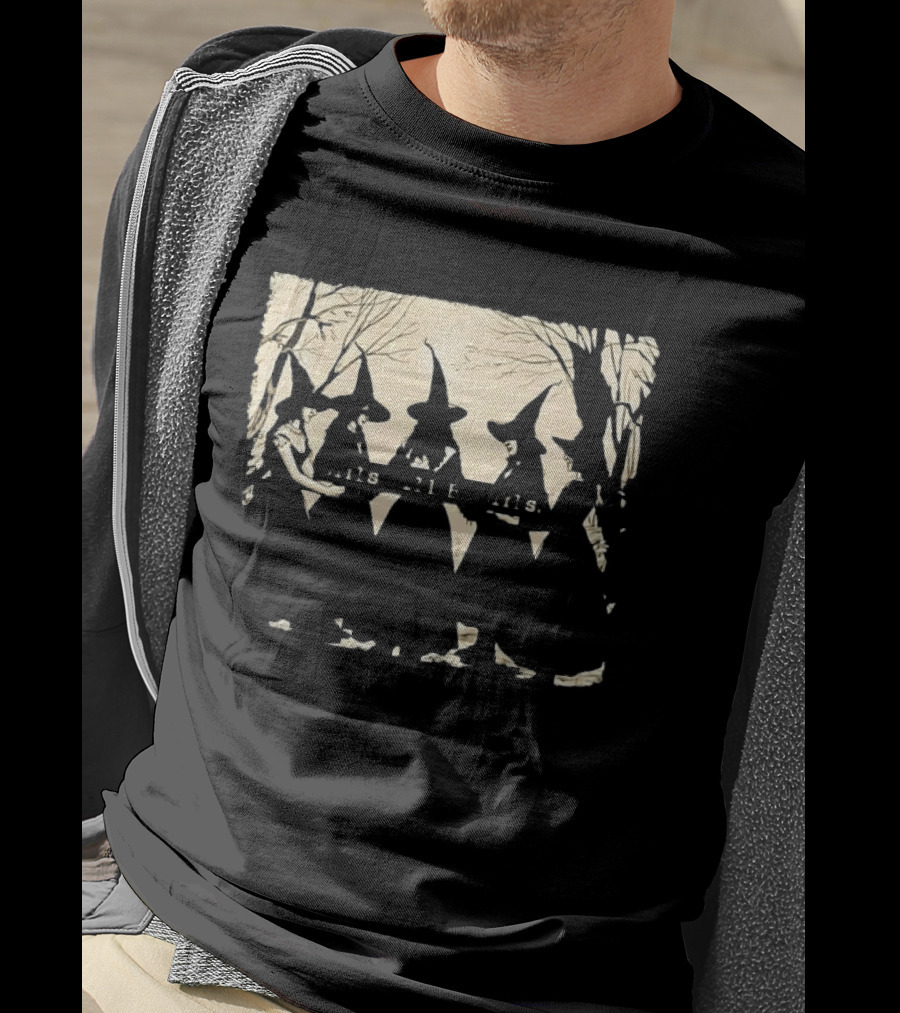Witch Girls Will Be Girls Tree Silhouettes And Stars T-Shirt