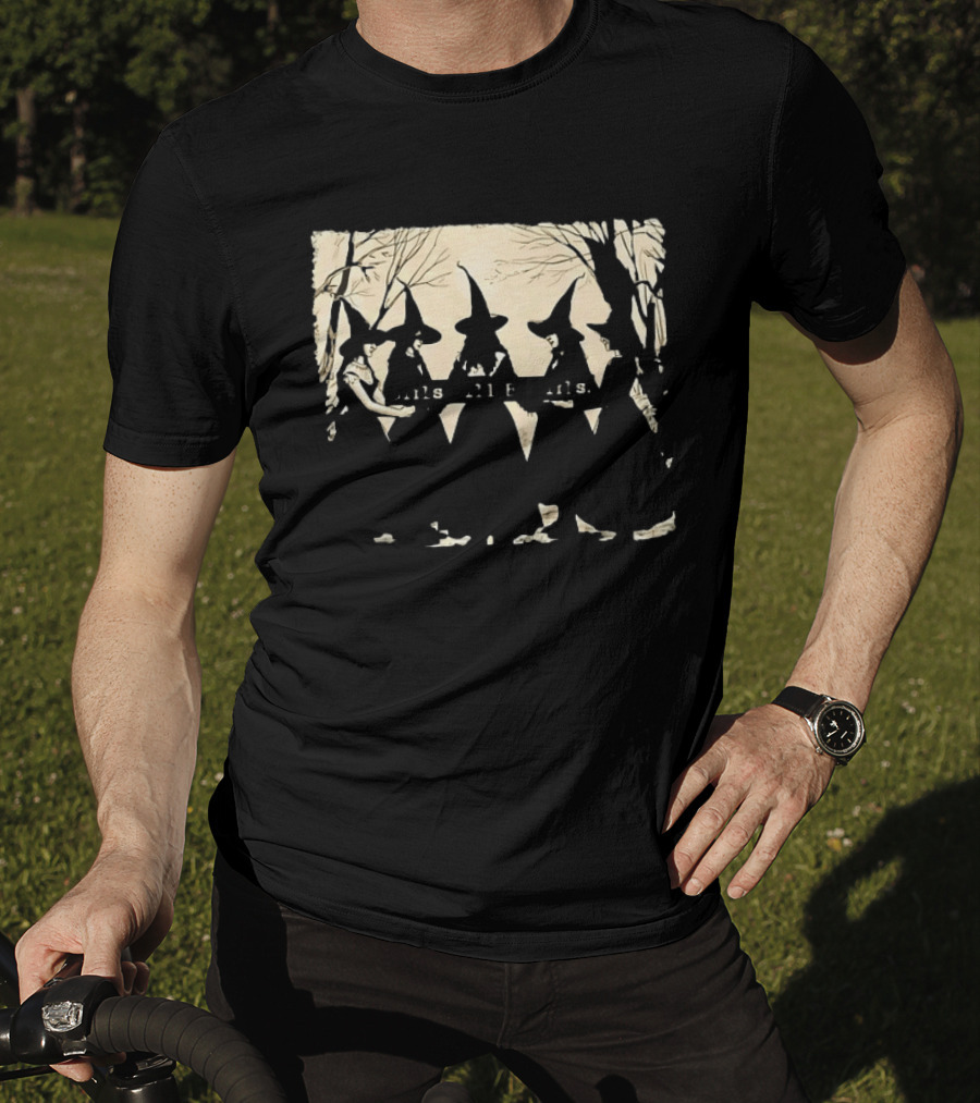 Witch Girls Will Be Girls Tree Silhouettes And Stars T-Shirt