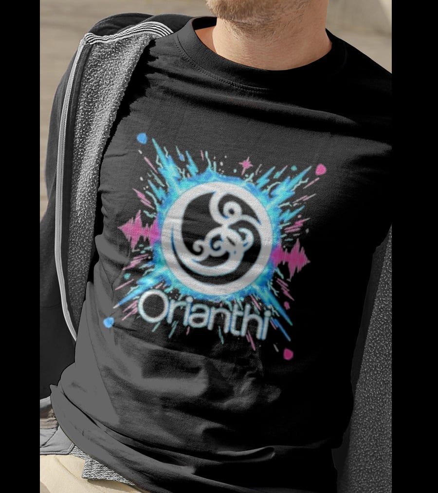 Orianthi Neon Bolt Vibrant Blue And Pink Energy Burst T-Shirt