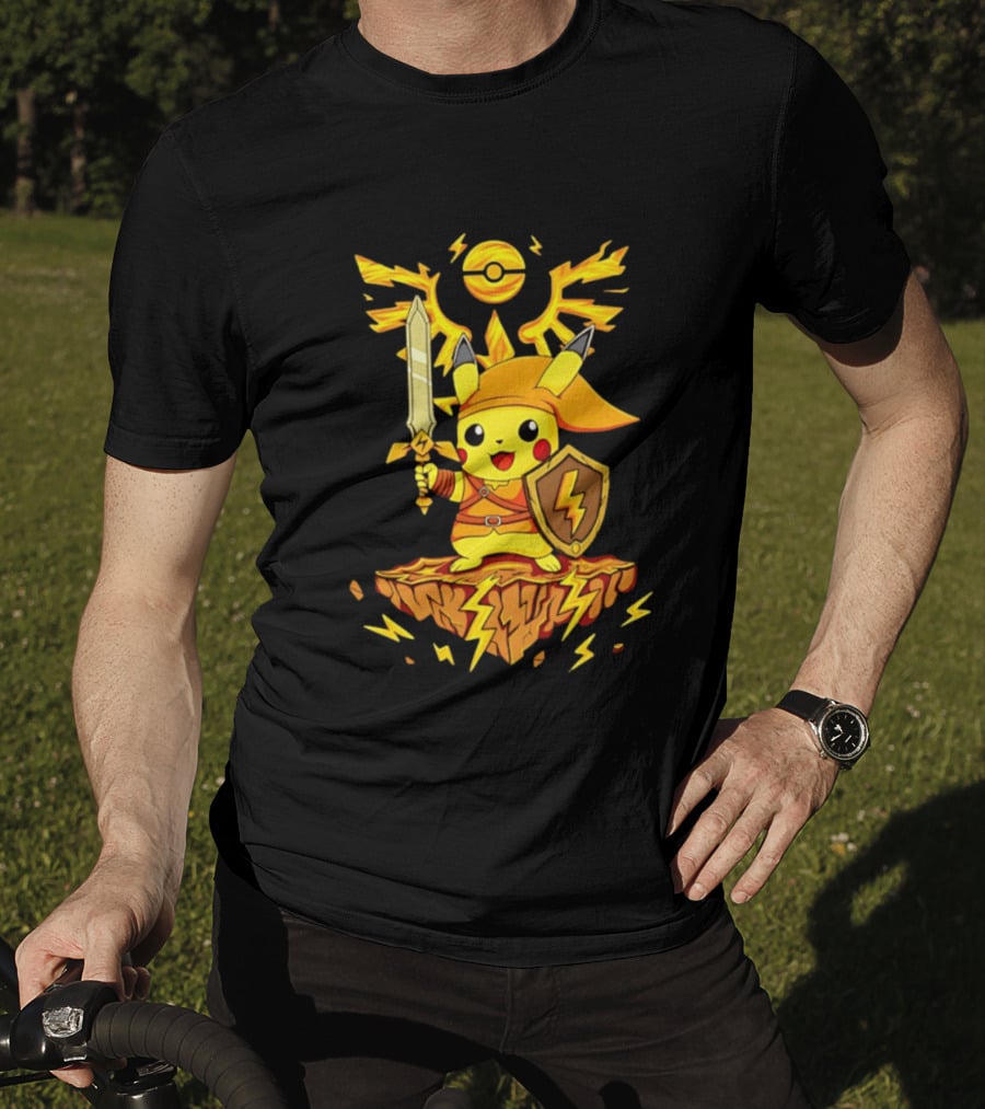 Pikachu Of Link Legend Of Electric Sword And Lightning Shield T-Shirt