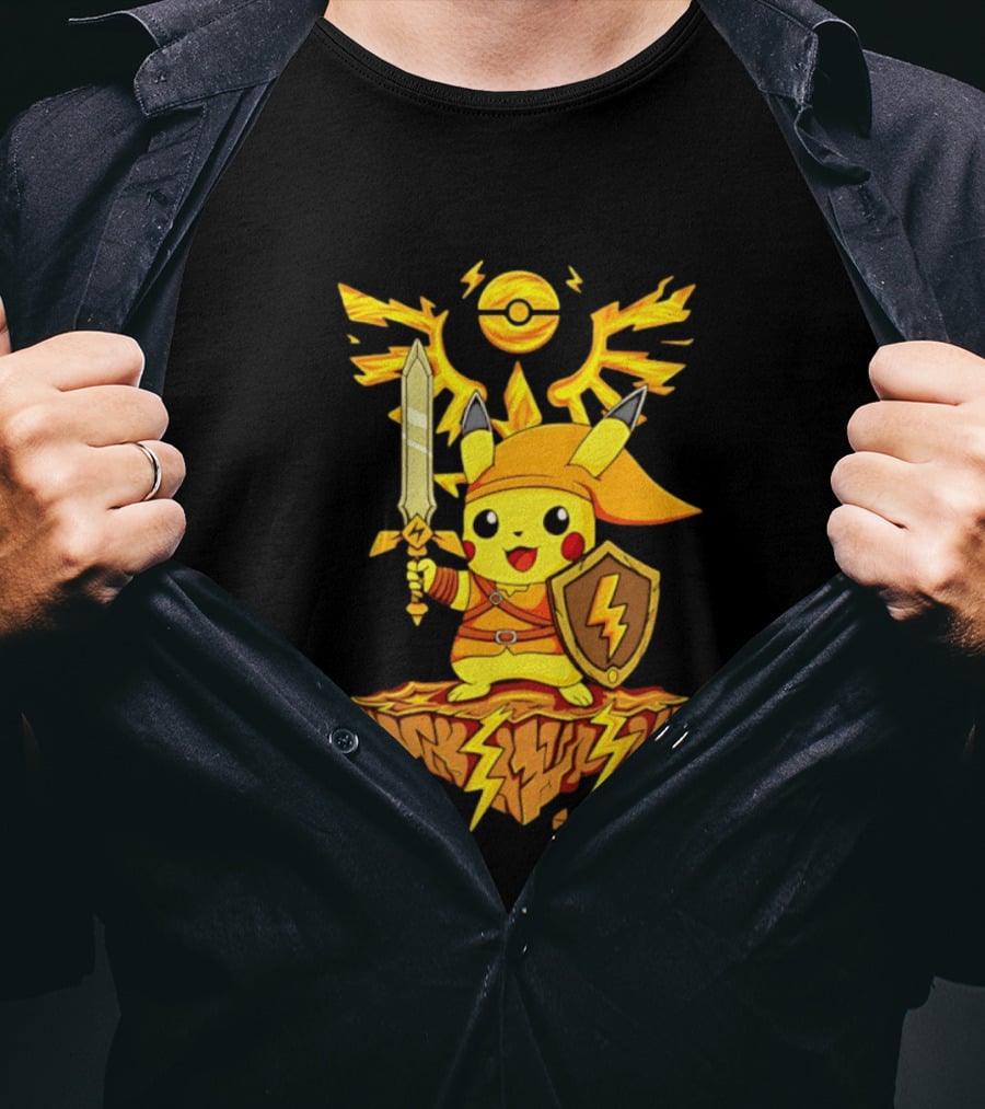 Pikachu Of Link Legend Of Electric Sword And Lightning Shield T-Shirt