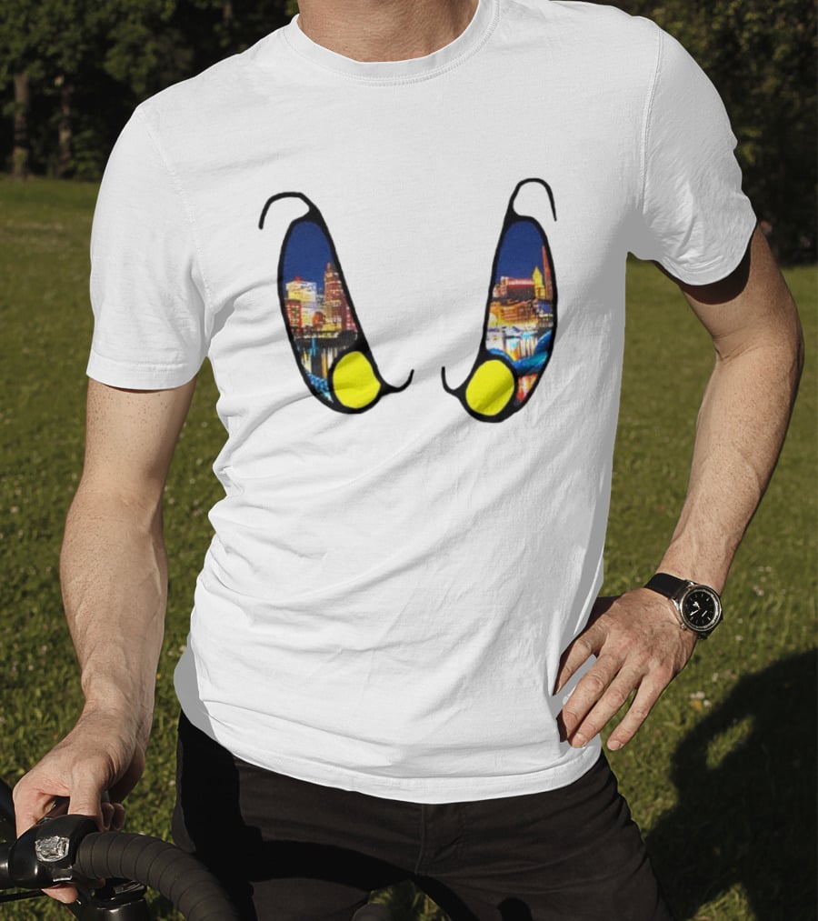 Boston Nightlife Cityscape Reflection In Eyes T-Shirt