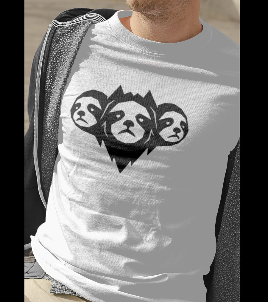 Cyber Sloth Geometric Minimalist Animal Faces Trio T-Shirt