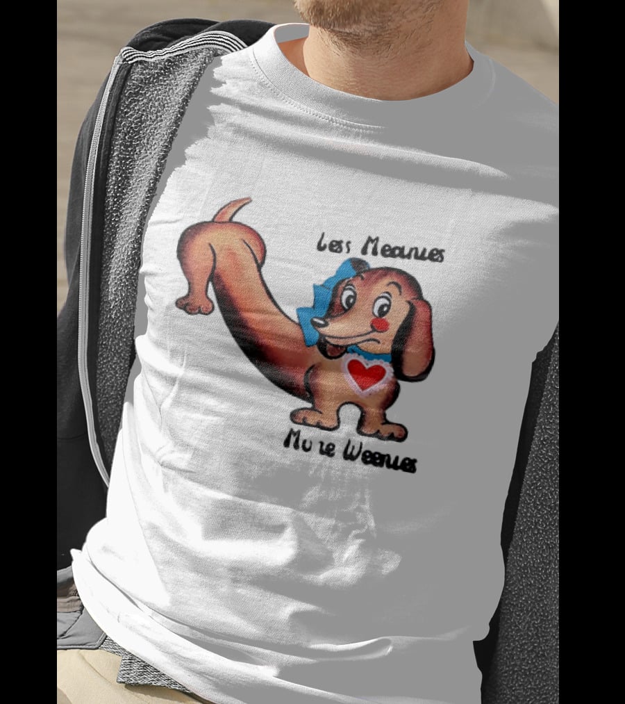 Less Meanies More Weenies Cute Dachshund With Heart And Bow T-Shirt