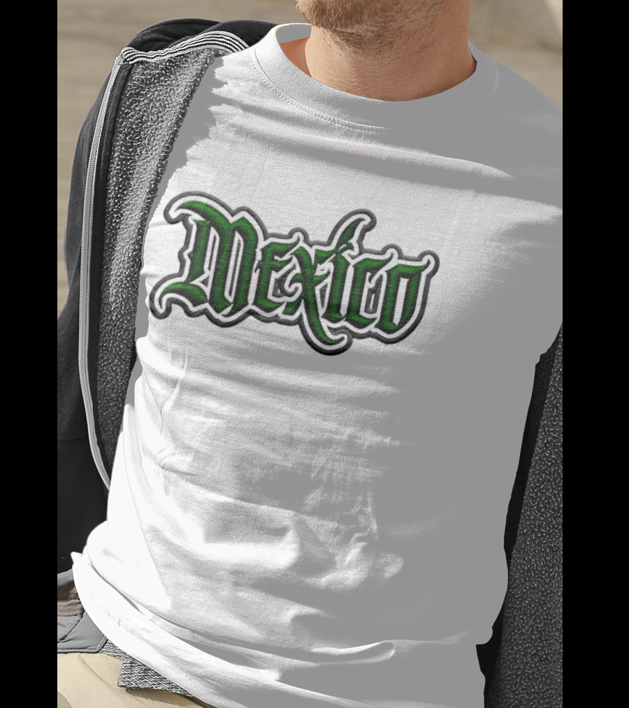 Mexico Gothic Embroidered Green And Grey White T-Shirt