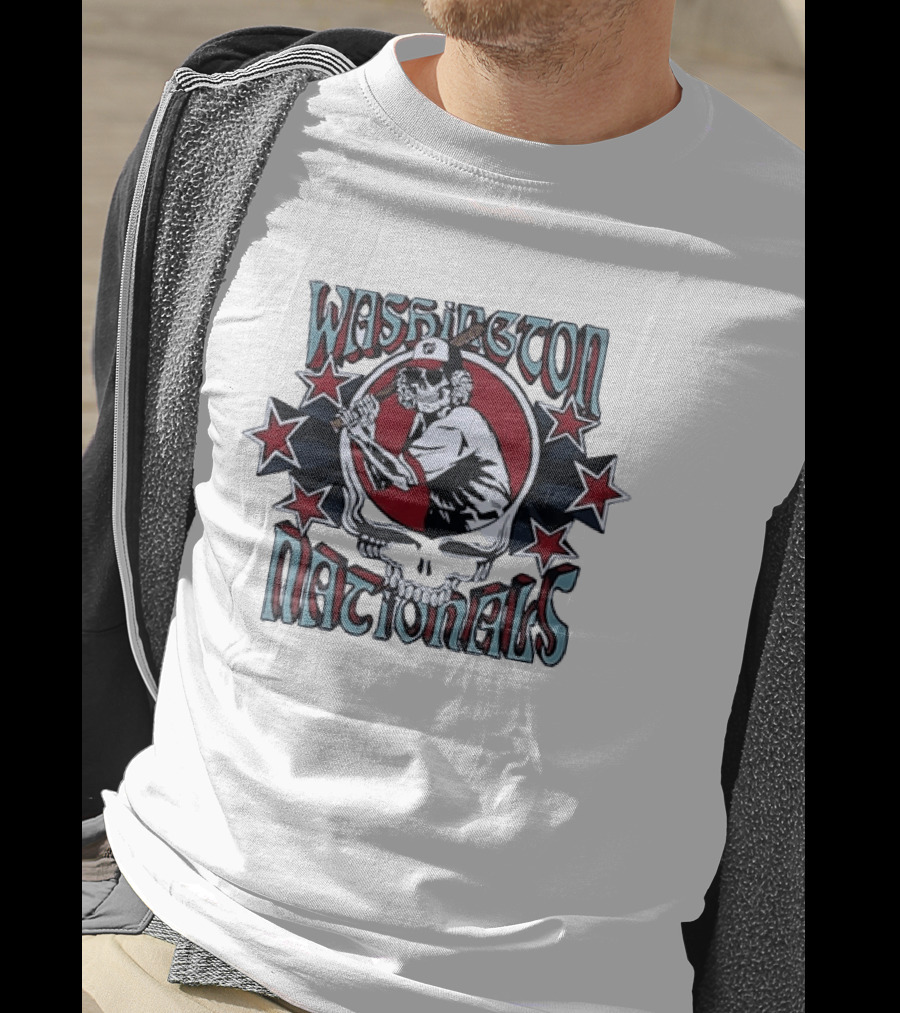 Nostalgic Washington Nationals Baseball Skeleton Batter Star T-Shirt