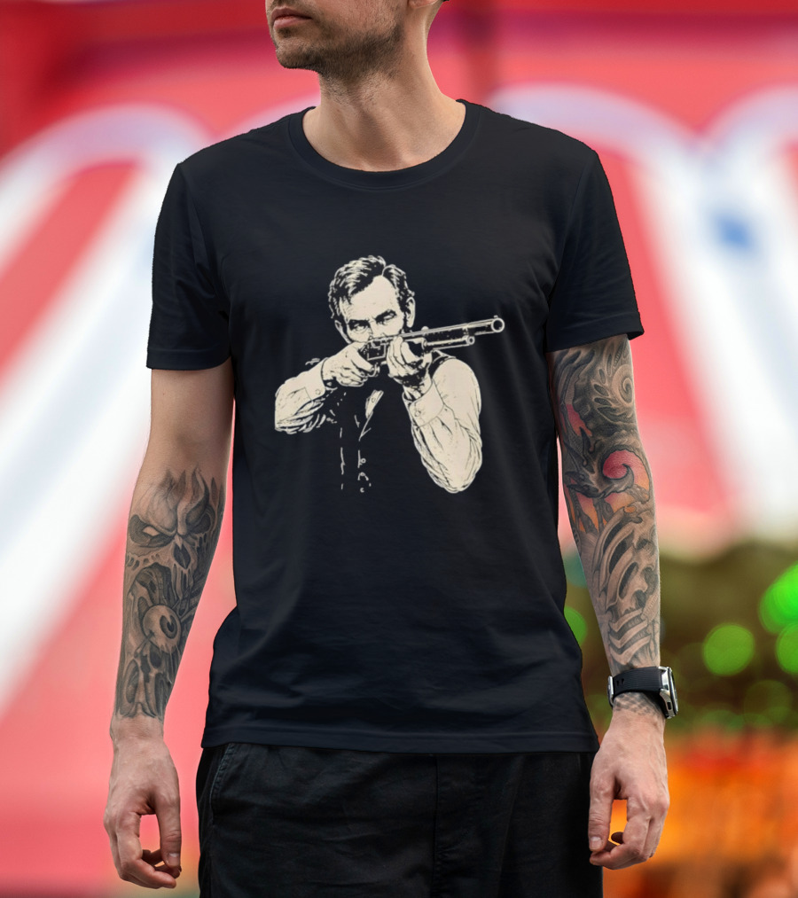 Abraham Lincoln With Lever Action Rifle Famous United States President T-Shirt