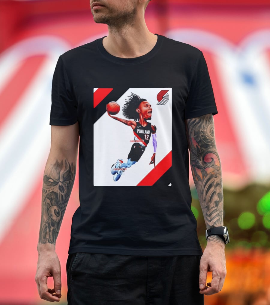 Portland Trail Blazers Ja Morant Crossover Art Dunking Basketball Player Jersey 12 T-Shirt