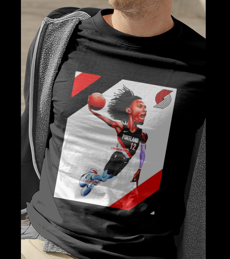 Portland Trail Blazers Ja Morant Crossover Art Dunking Basketball Player Jersey 12 T-Shirt