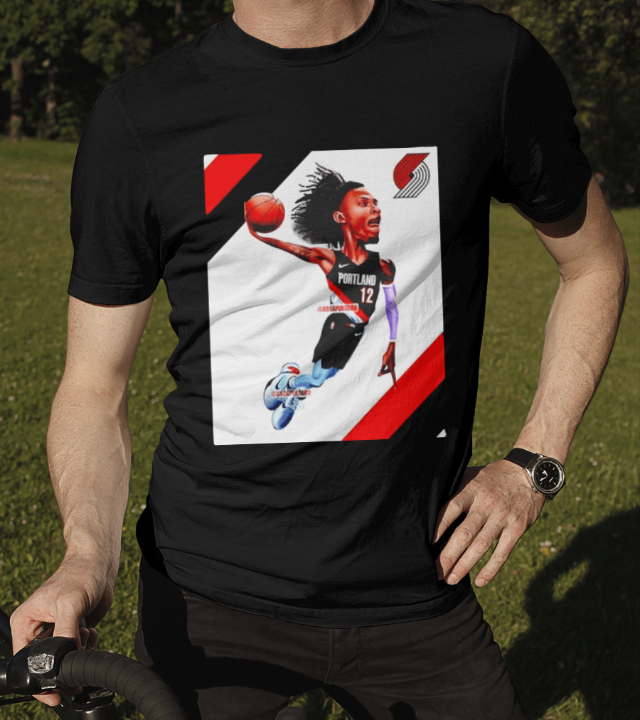 Portland Trail Blazers Ja Morant Crossover Art Dunking Basketball Player Jersey 12 T-Shirt