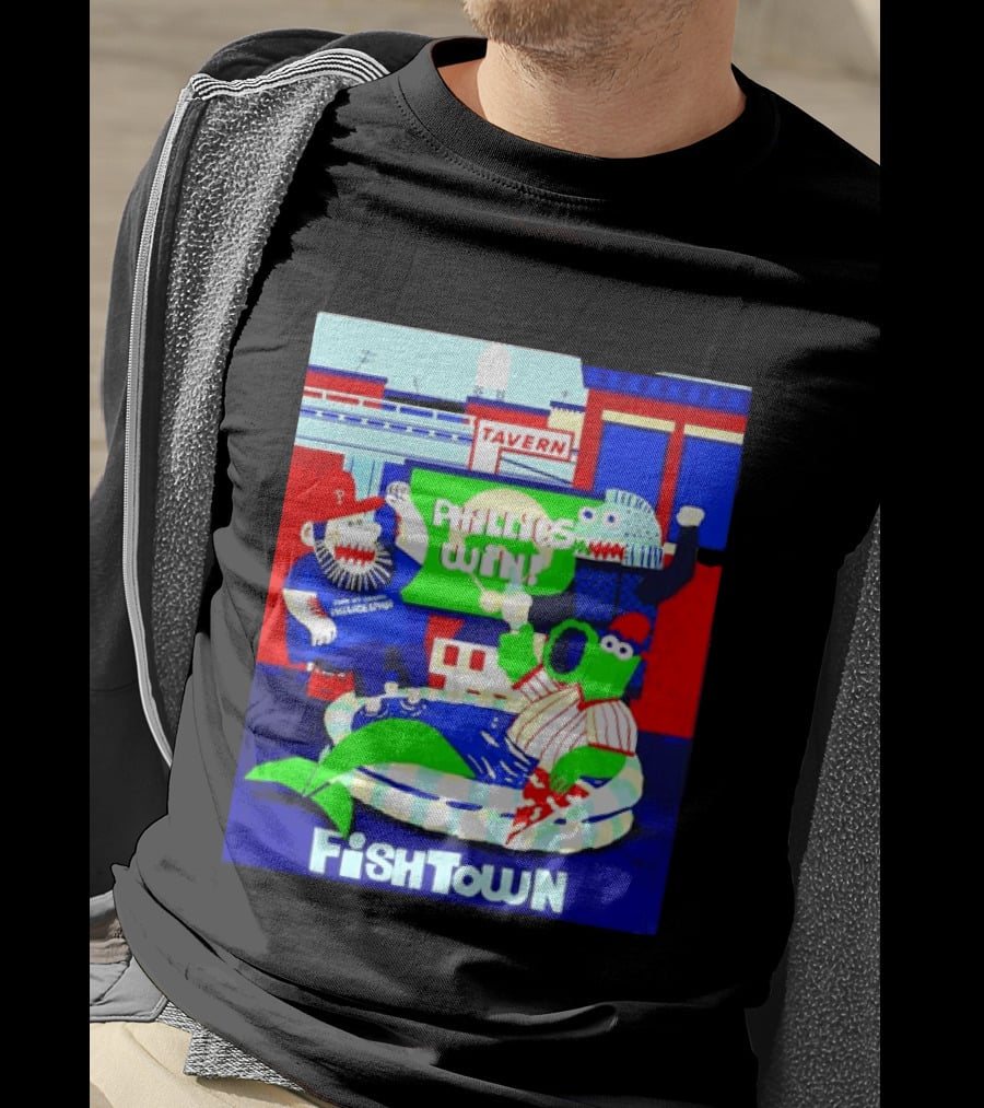 Phillies Win City Of Neighborhoods Fishtown Phillies Phanatic Tavern Scene T-Shirt