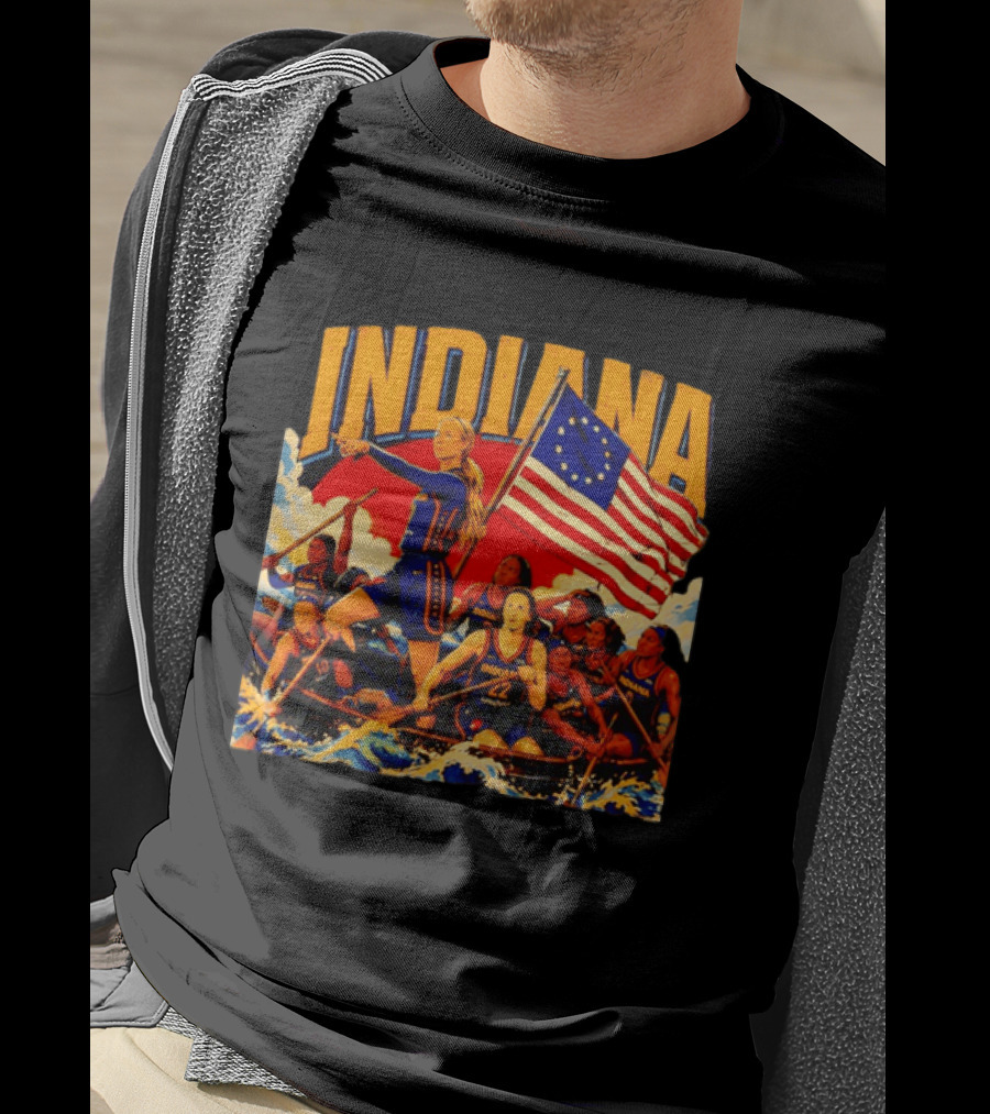 Indiana Basketball Team Sophie Cunningham Crossing The Delaware Flag T-Shirt