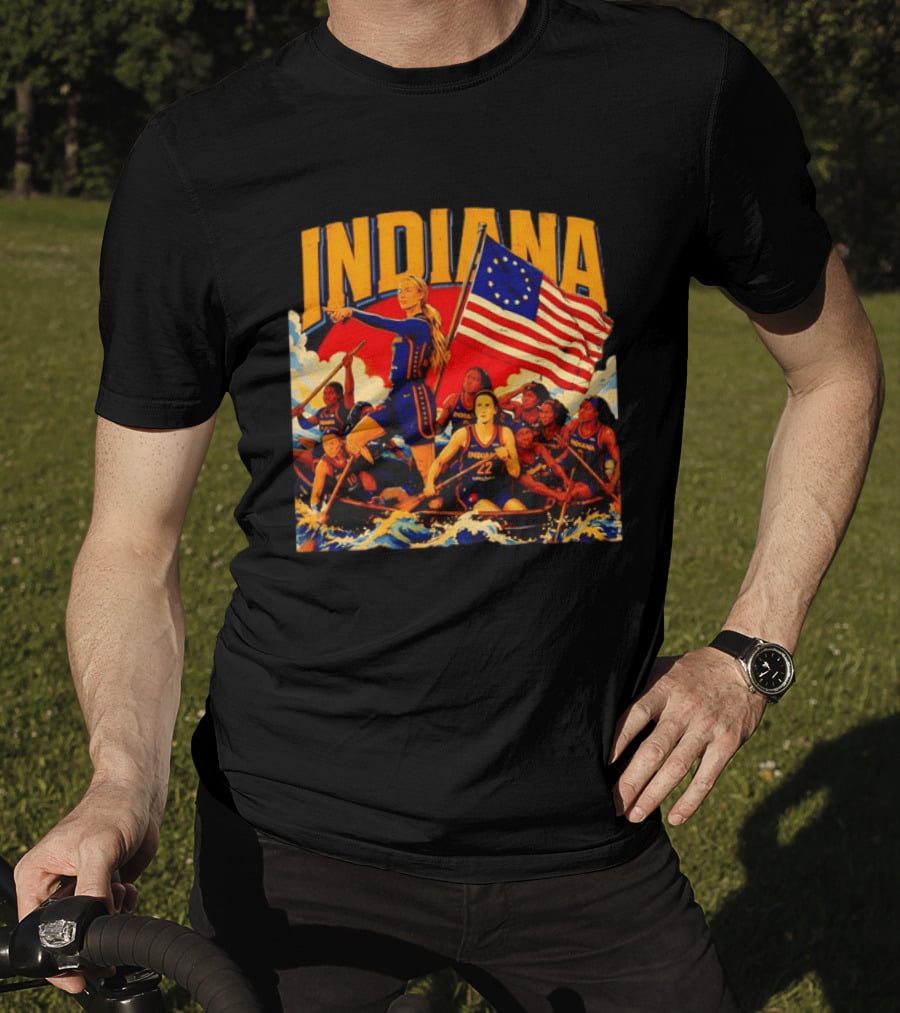 Indiana Basketball Team Sophie Cunningham Crossing The Delaware Flag T-Shirt