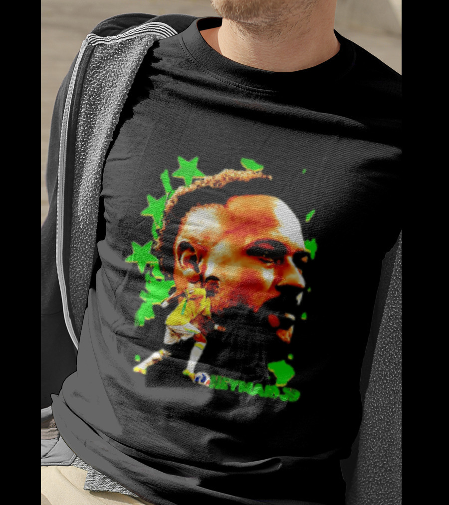Neymar Jr Brazil Football Star With Green Stars And Soccer Ball T-Shirt