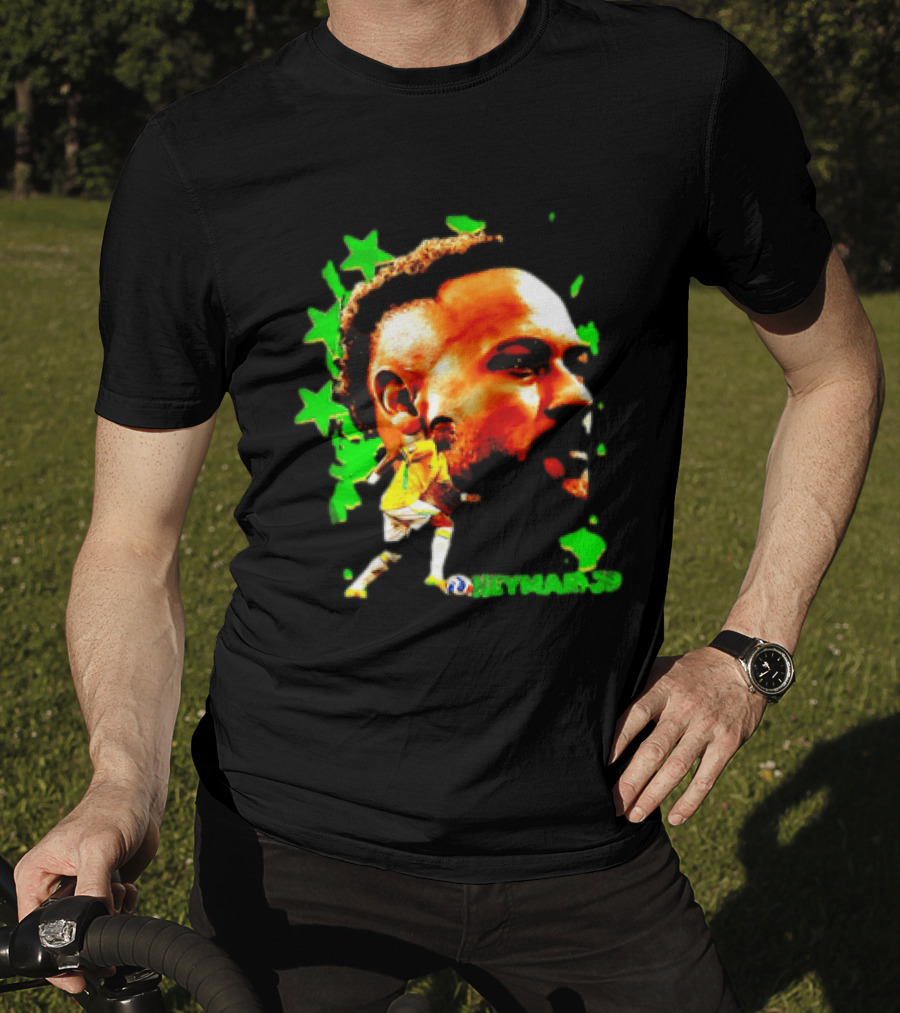 Neymar Jr Brazil Football Star With Green Stars And Soccer Ball T-Shirt