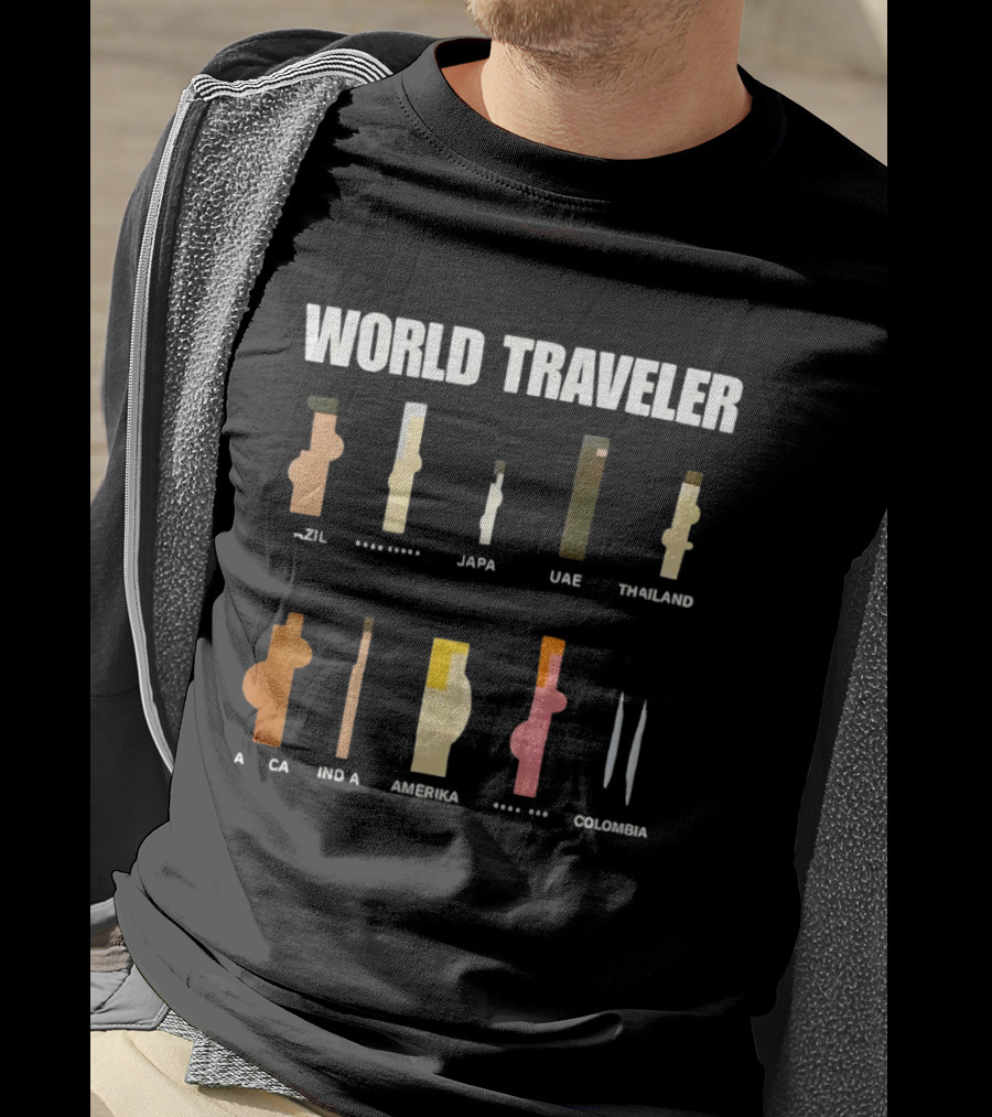 World Traveler Brazil Japan UAE Thailand Africa India America Colombia 2026 T-Shirt
