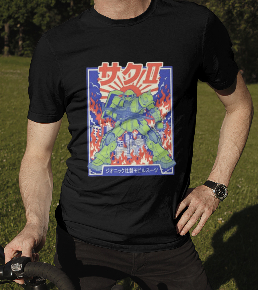 Zaku II Mobile Suit Gundam Zakuni Jionikku Shasei Mobiru Sūtsu T-Shirt