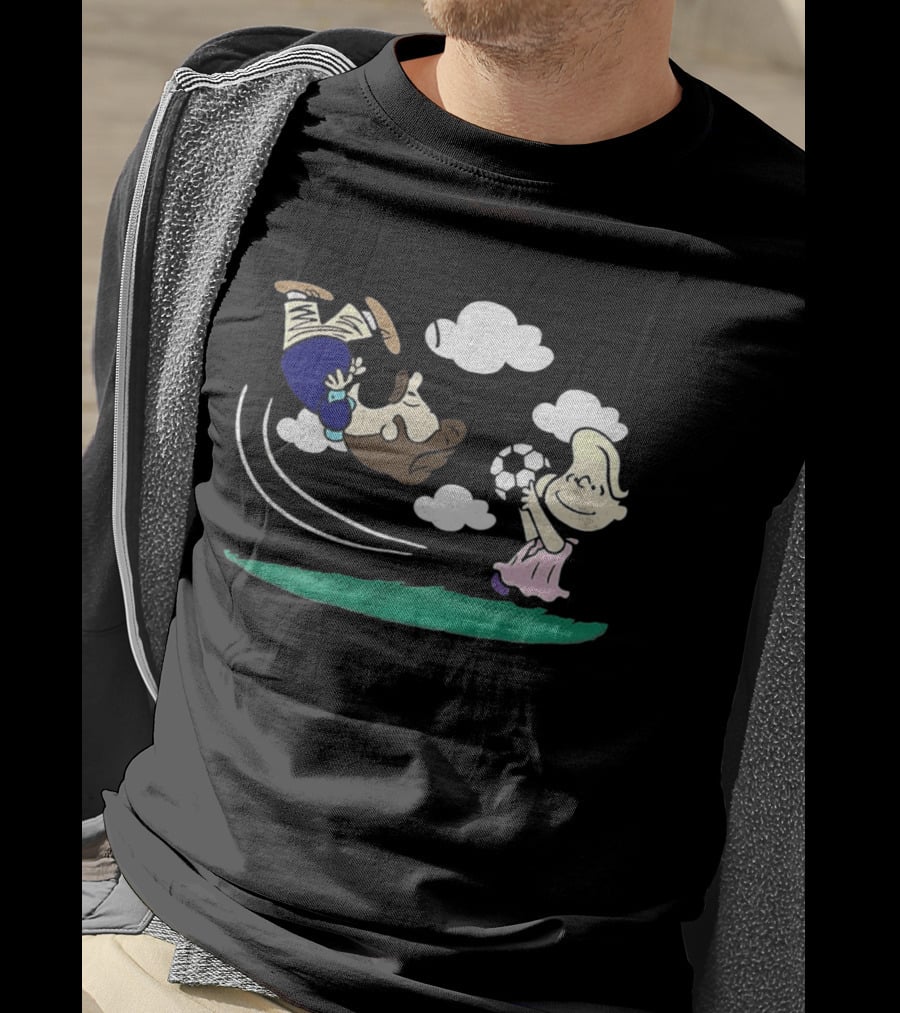 Ted And Rebecca Lucy Van Pelt Lassonuts Peanuts Football Kick T-Shirt
