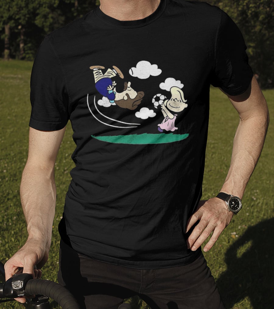 Ted And Rebecca Lucy Van Pelt Lassonuts Peanuts Football Kick T-Shirt