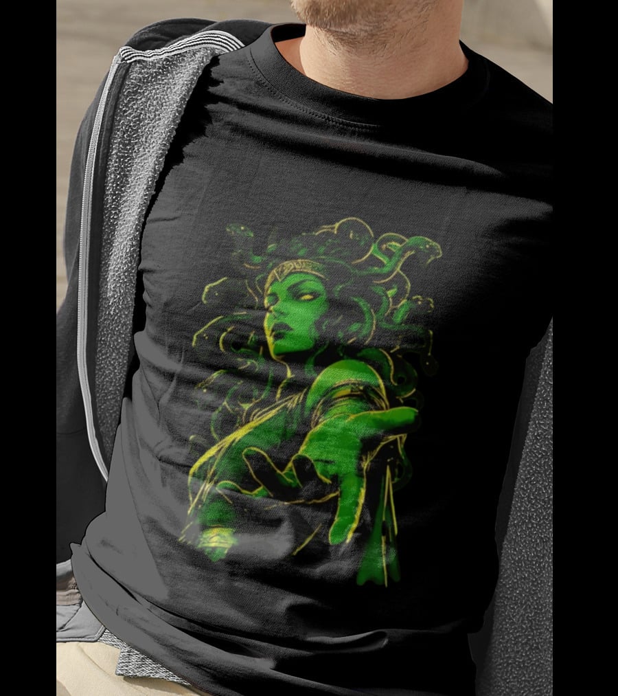 Medusa Mythology You Won't Feel A Thing Green Aura Serpent Hair T-Shirt