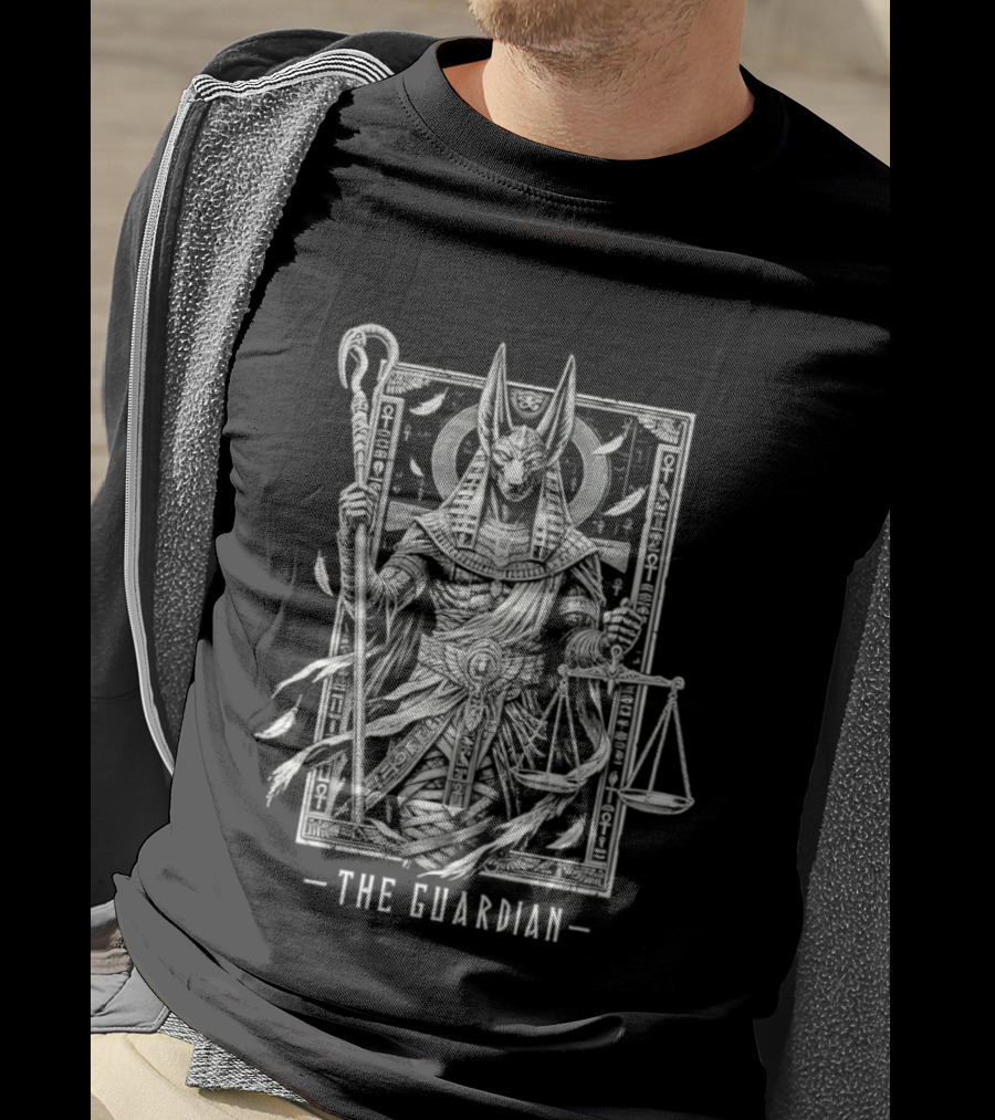 The Guardian Anubis Egyptian Mythology Symbolism With Scales And Ankh T-Shirt