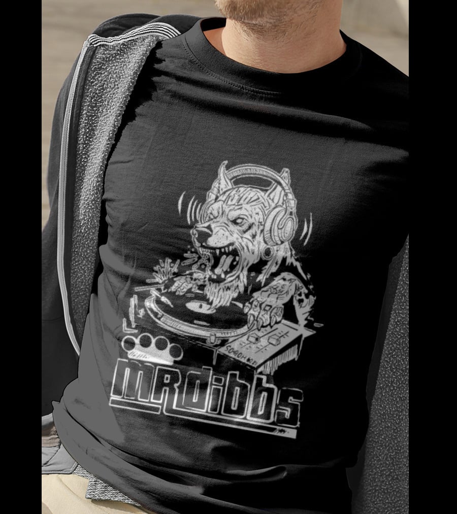 Mr Dibbs Werewolf DJ Sound Wave Technics 1200 Turntable T-Shirt