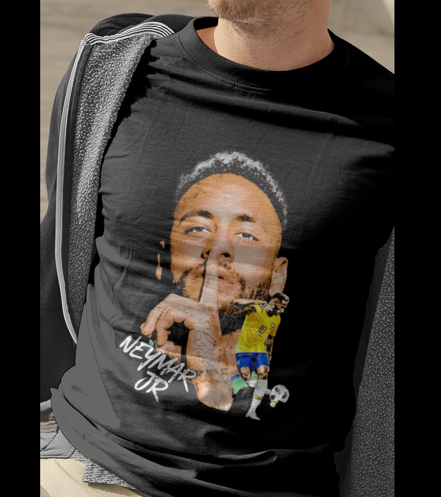 Neymar Jr Brazil National Team Shhh Soccer Collage T-Shirt